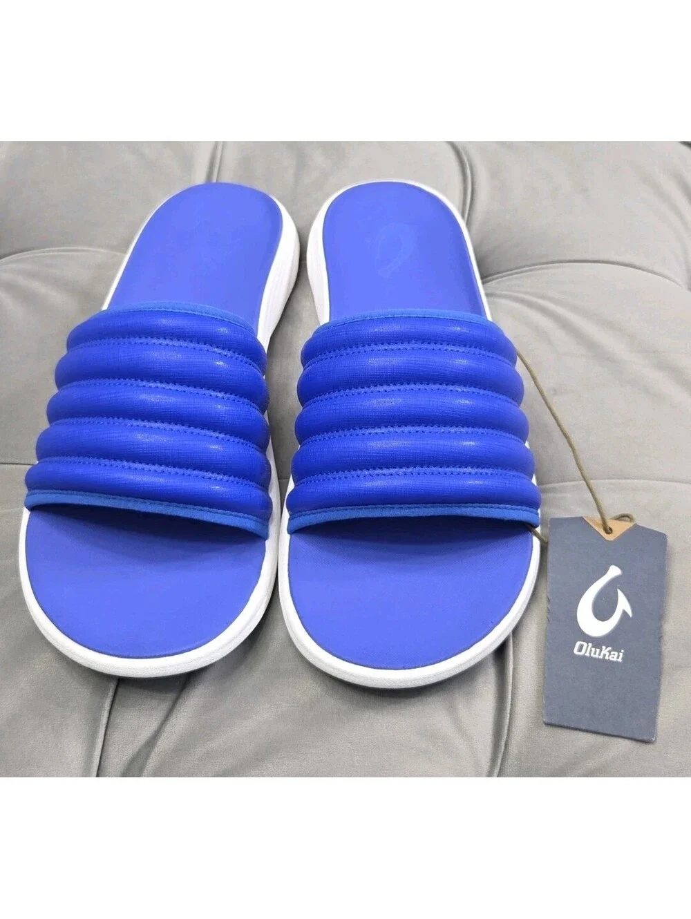 OluKai Komo Slide Blue Waterproof Comfort Sandals Flats Mens Shoes 13 New $99